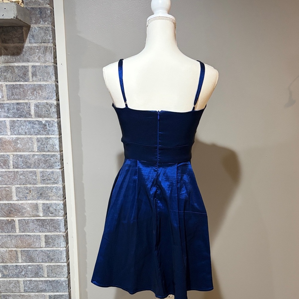 Lulu's Royal Blue Satin Mini Dress - Picture 3 of 4